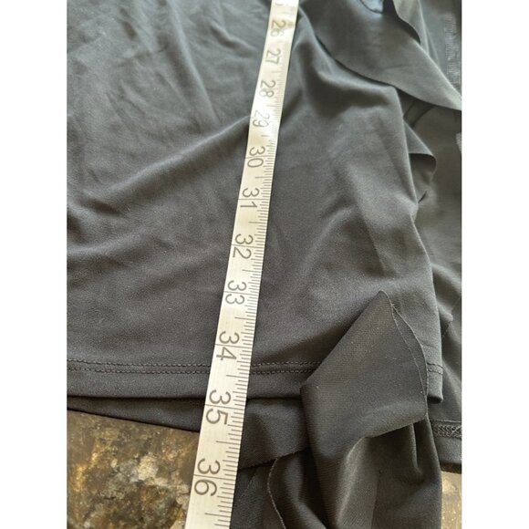 Womens Black Ruffle Skirt Side Slit Elastic Waist Maxi Midi Sz XS Gothic Witchy - Picture 10 of 11